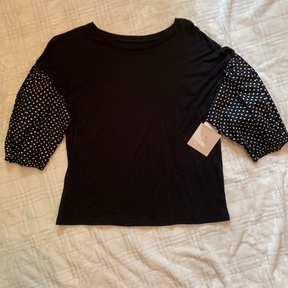 Cotton tee with puff sleeves